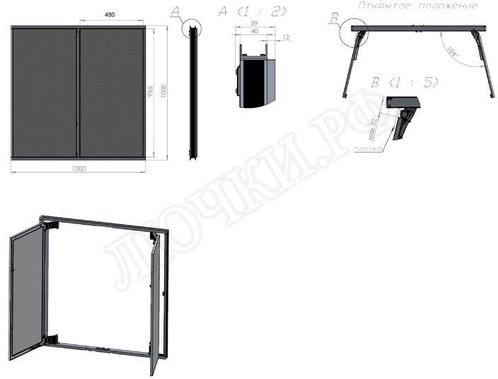 Люк под плитку Нажимной Секрет-Лайт 450*400 Люк под плитку Нажимной Секрет-Лайт 450*400